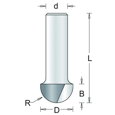 Holprofielfrees 3.2mm -  radius 1.6mm HM no.60-8