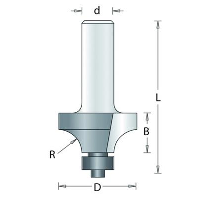 Afrondingsfrees 22.2mm met kogellager radius 4.8mm  HM no.71-8