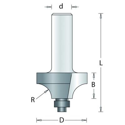 Kwartrondfrees met duivenjager 25,4mm  radius 6,3mm HM no.77-8