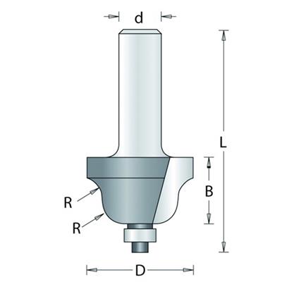 Romeinse ogieffrees 25,4mm radius 4mm met onderlagerl HM no.81-8