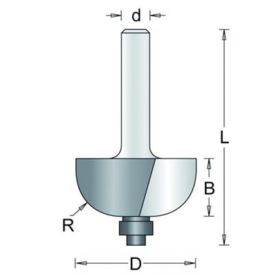 Holprofielfrees met kogellager 22,2mm radius 6,3mm HM no.83-8