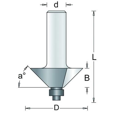 Hoekfrees met kogellager  31,8mm - 45 graden HM no.87-8