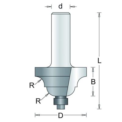 Profielfrees type G onderlager dubbel profiel radius 4mm HM no.91-8