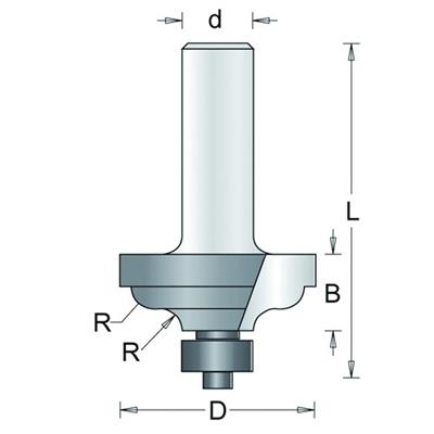 Profielfrees type H met onderlager radius 4.8mm  HM no.93-8