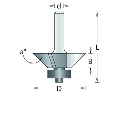 Kantenfrees met kogellager 23.8mm -22 graden schuin HM no.105-8