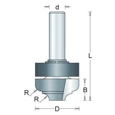 Profielfrees type E  met bovenlager 22mm - radius 2,4mm  HM no.148-8