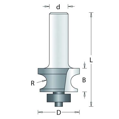 Kraalprofielfrees met kogellager 22.3mm radius 3mm HM no.160-8